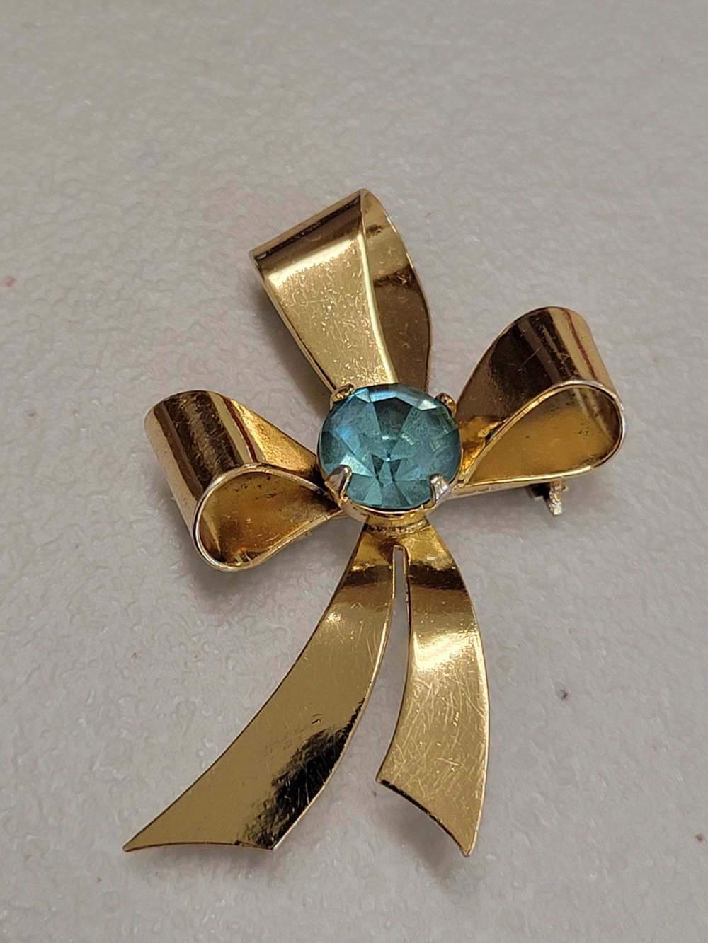 Vintage Signed Coro Sterling Silver Goldtone Bow Brooch Pin